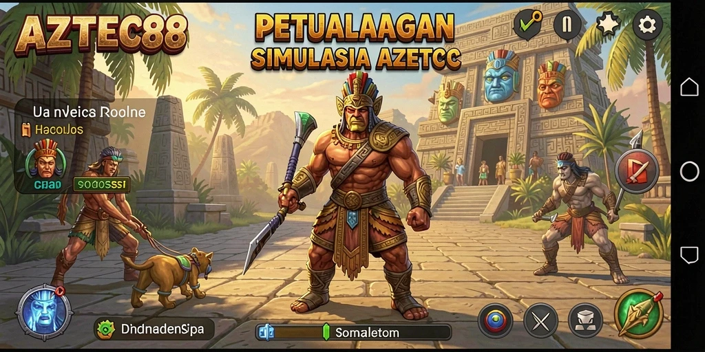 Tangkapan layar gameplay AZTEC88 menunjukkan eksplorasi yang mendalam di dunia Aztec.