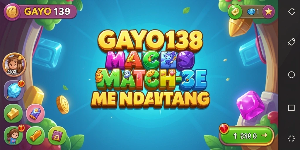Screenshot utama GAYO138 menampilkan gameplay Match-3 yang seru dan menantang.