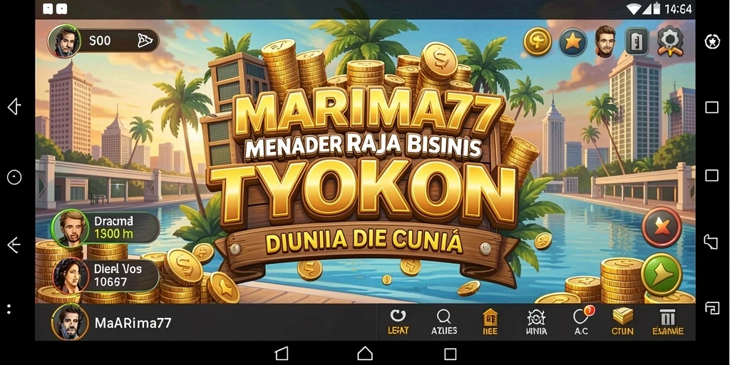 Screenshot menunjukkan gameplay seru dan interaktif dalam MARIMA77.