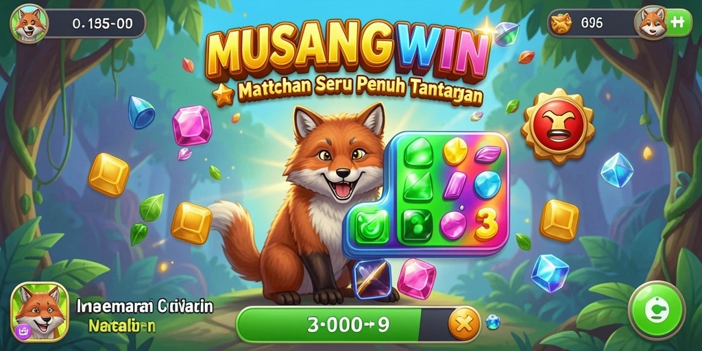 Screenshot gameplay MUSANGWIN menunjukkan aksi seru permainan Match-3.