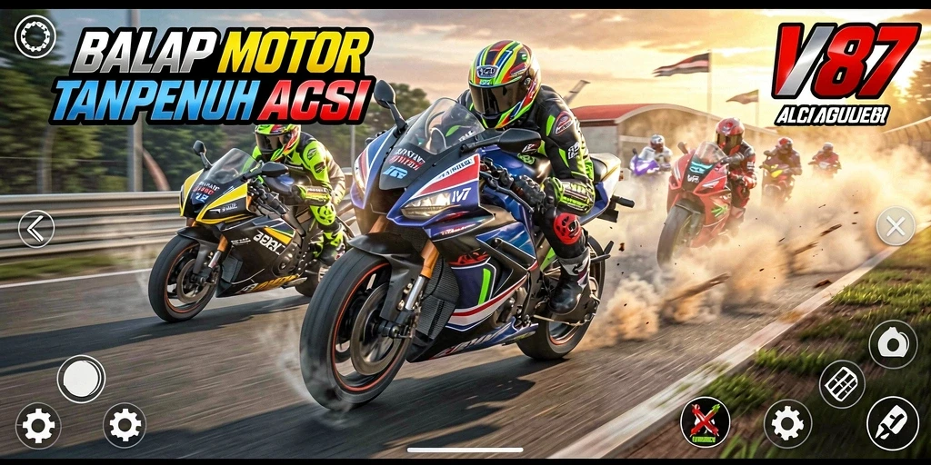 Tampilan gameplay <strong>V87</strong> dengan balapan motor yang seru dan penuh aksi.