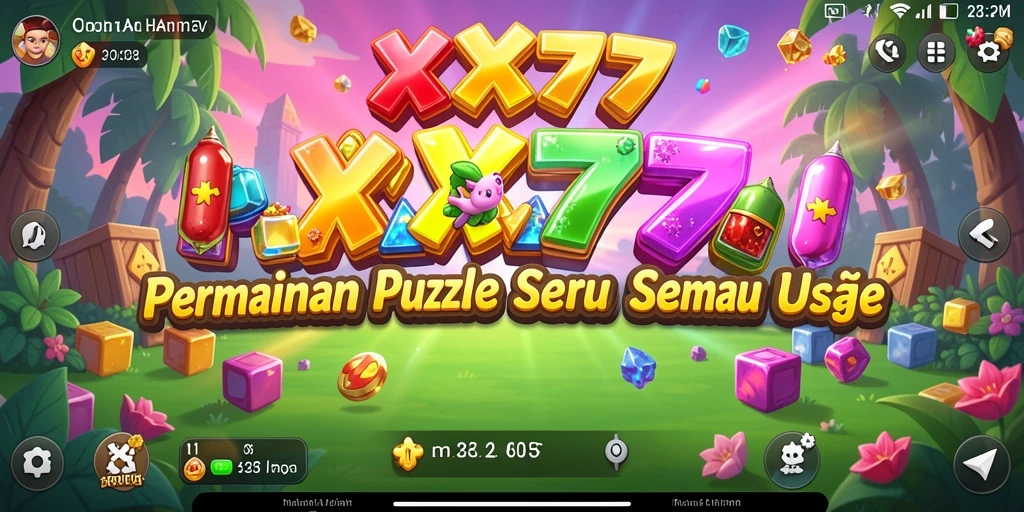Tampilan gameplay XXX777 dengan kombinasi berbagai teka-teki.